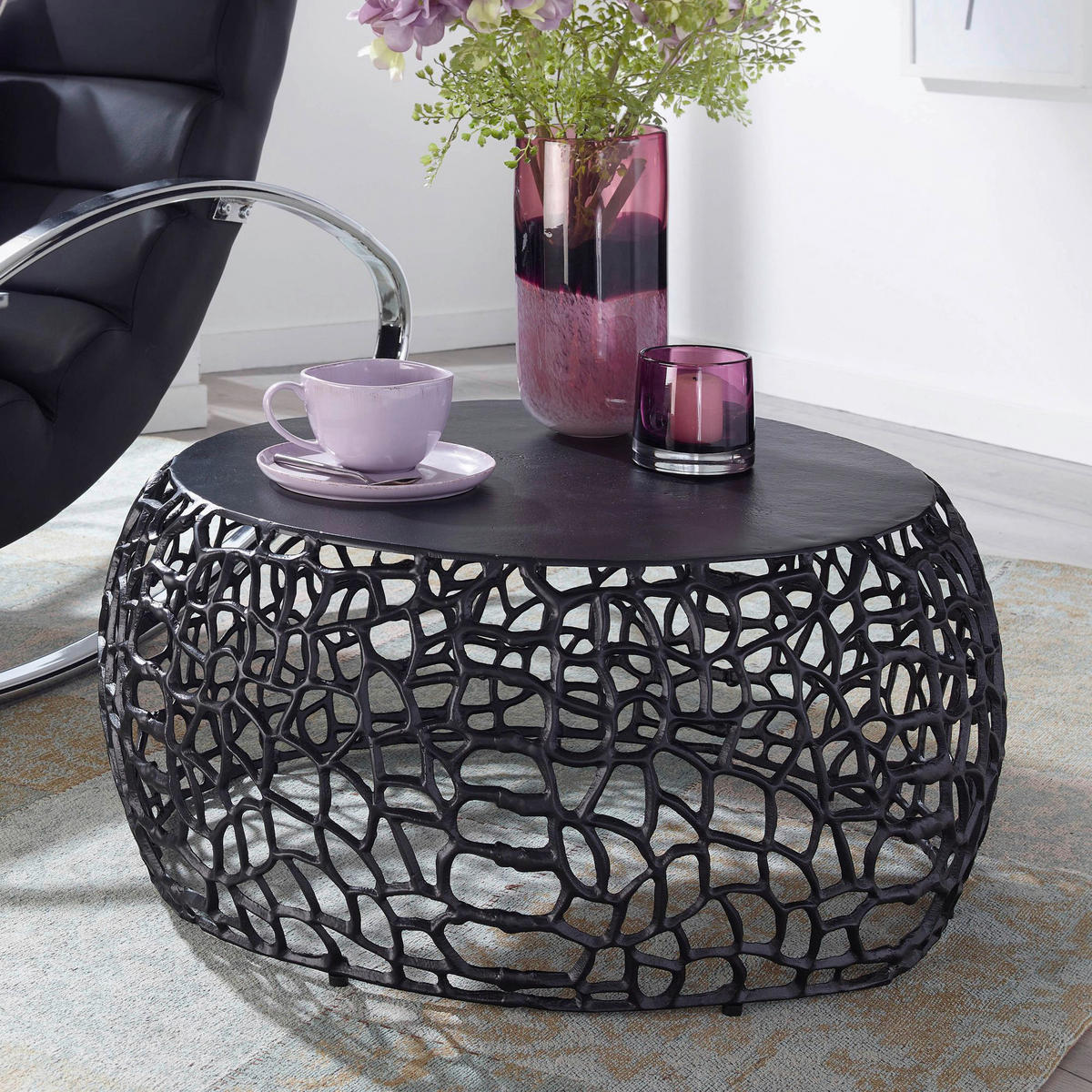 COUCHTISCH in Metall 66/66/30 cm  - Schwarz, Design, Metall (66/66/30cm) - MID.YOU