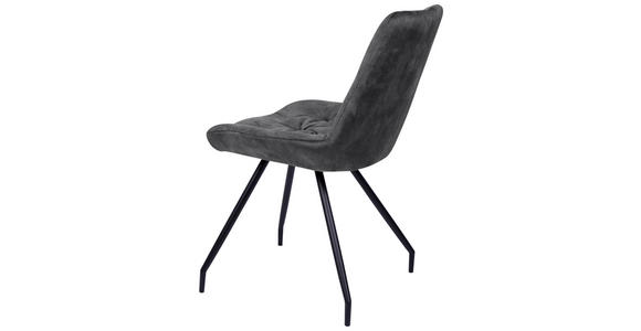 STUHL Samt Grau, Schwarz - Schwarz/Grau, Design, Textil/Metall (51/88/66cm) - Novel