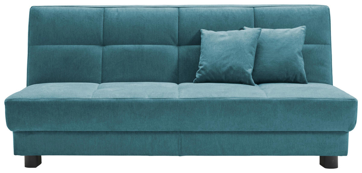 SCHLAFSOFA Mikrovelours Petrol  - Petrol/Schwarz, KONVENTIONELL, Textil/Metall (185/85/100cm) - Carryhome