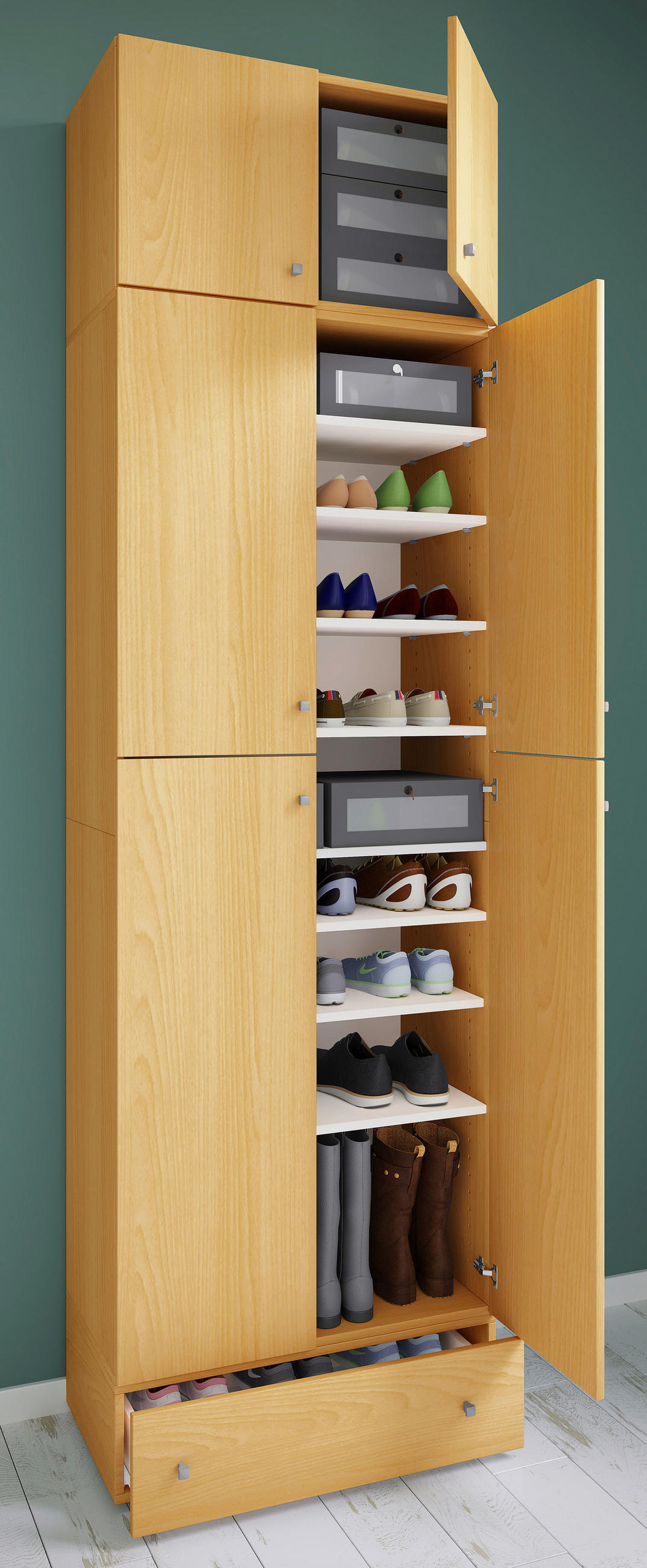 SCHUHSCHRANK  in 70/240/39 cm  - Buchefarben/Schwarz, Modern, Holzwerkstoff/Kunststoff (70/240/39cm) - MID.YOU