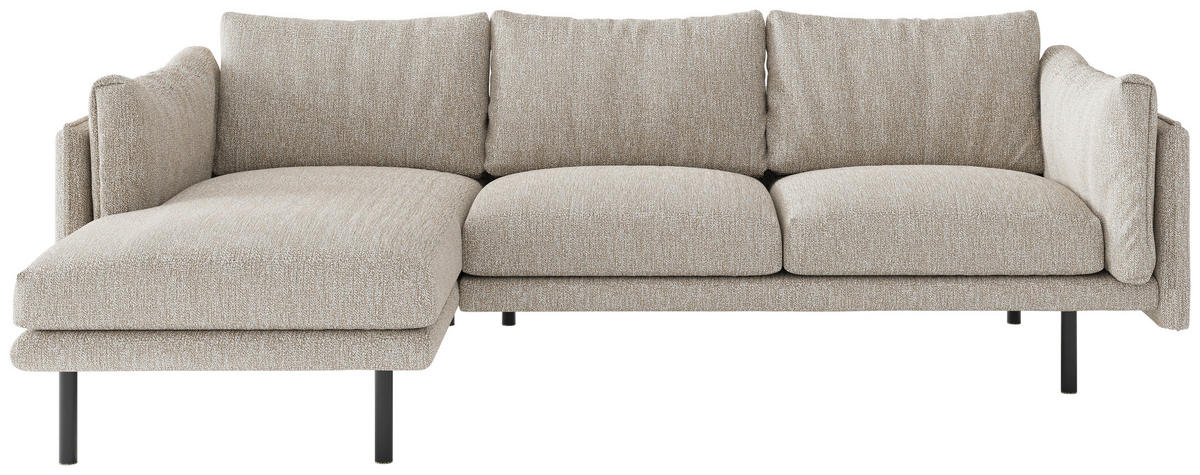 ECKSOFA in Flachgewebe Champagner  - Champagner/Beige, Design, Textil/Metall (160/268/100cm) - Livetastic