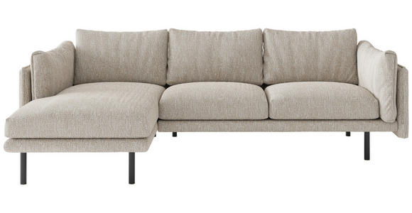 ECKSOFA Champagner Flachgewebe  - Champagner/Beige, Design, Textil/Metall (160/268/100cm) - Novel