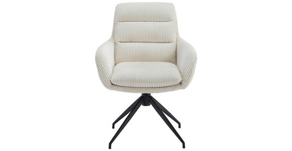 ARMLEHNSTUHL in Eisen Cord - Beige/Schwarz, Design, Textil/Metall (68/86/65cm) - Novel