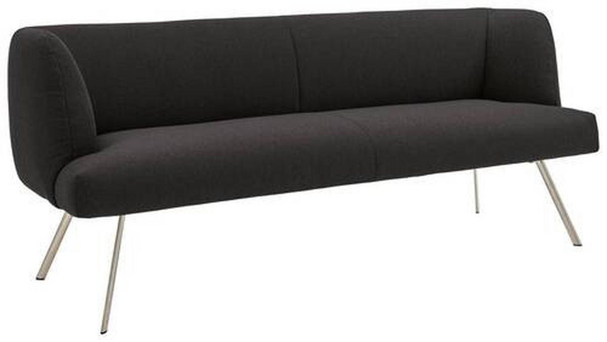 SITZBANK 200/87/64 cm Anthrazit, Edelstahlfarben  - Edelstahlfarben/Anthrazit, Design, Textil/Metall (200/87/64cm) - Venjakob