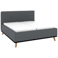 POLSTERBETT 160/200 cm,  in Grau, Matratze, Lattenrost, Bettkasten, H2 + H2 = mittel  - Eichefarben/Weiß, Design, Holz/Textil (160/200cm) - Musterring