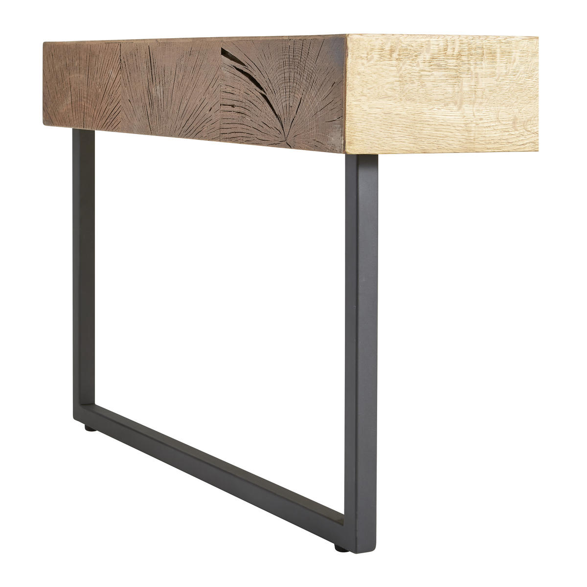 COUCHTISCH Eiche furniert 110/65/42 cm rechteckig Schwarz, Eichefarben  - Eichefarben/Schwarz, Natur, Holz/Metall (110/65/42cm) - Livetastic