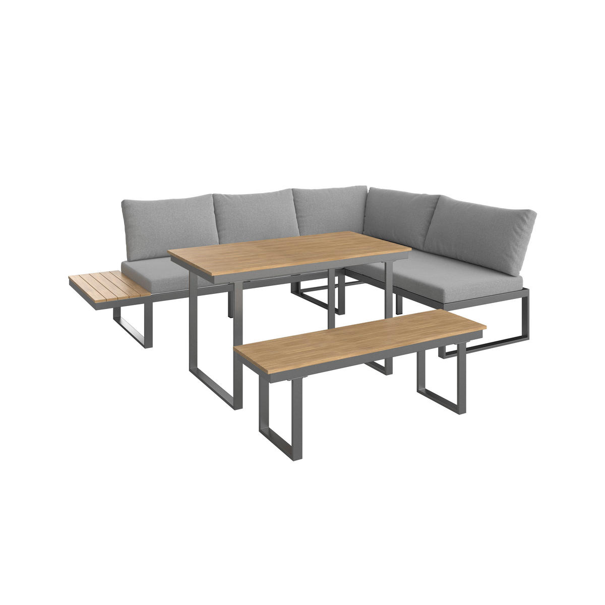 LOUNGE ÉTKEZŐGARNITÚRA 4 részes   253.5/64.5/184 cm  - világosszürke/natúr, Modern, műanyag/textil (253.5/64.5/184cm) - Ambia Garden