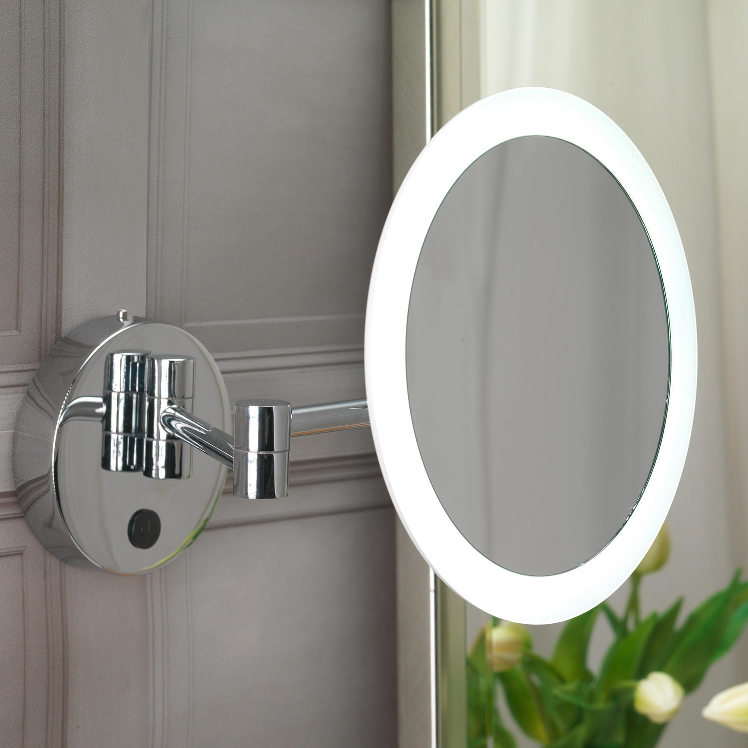 BADEZIMMER-WANDLEUCHTE 6155 RIM 21/21/21 cm   - Chromfarben, Basics, Glas/Metall (21/21/21cm)