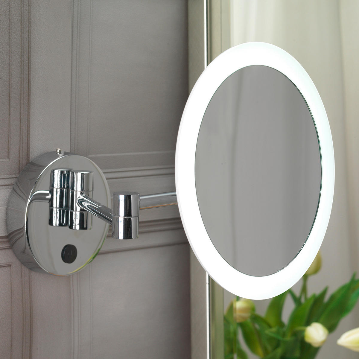 BADEZIMMER-WANDLEUCHTE 6155 RIM 21/21/21 cm   - Chromfarben, Basics, Glas/Metall (21/21/21cm)