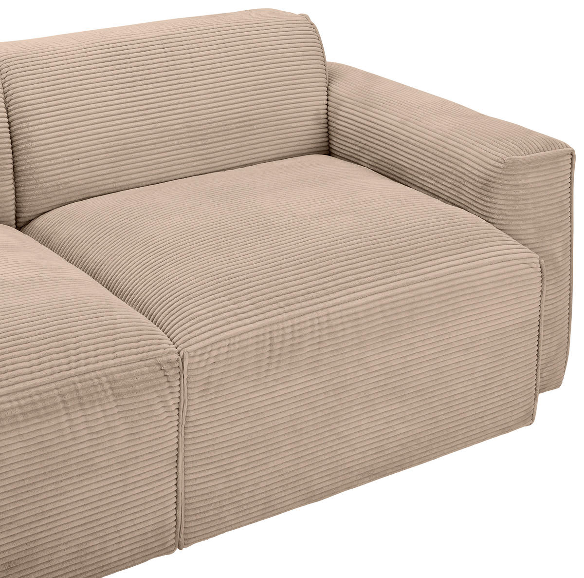 ECKSOFA in Cord Hellbraun  - Hellbraun/Schwarz, Design, Kunststoff/Textil (196/303cm) - Livetastic