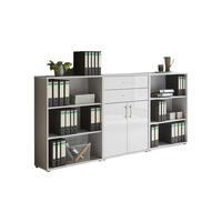 AKTENSCHRANK 253,2/113,6/33 cm  - Weiß Hochglanz/Grau, MODERN, Holzwerkstoff (253,2/113,6/33cm) - MID.YOU