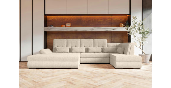 WOHNLANDSCHAFT  in Struktur Perlmutt  - Perlmutt/Schwarz, KONVENTIONELL, Kunststoff/Textil (191/363/212cm) - Carryhome