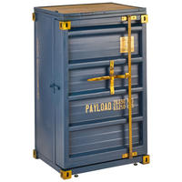 BARSCHRANK Mangoholz Hartholz Blau, Goldfarben, Naturfarben  - Blau/Goldfarben, Trend, Holz/Metall (120/99/48cm) - Ambia Home