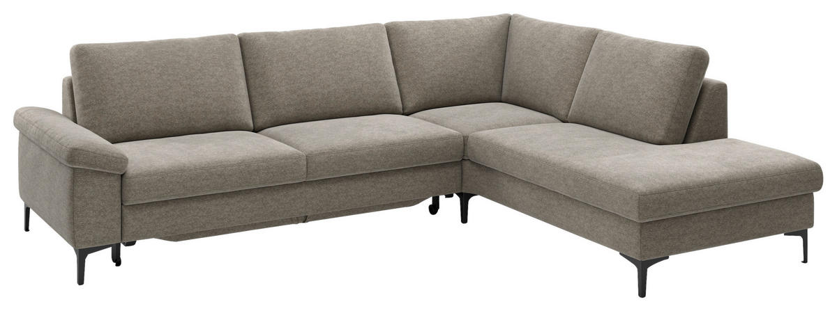 ECKSOFA  in Flachgewebe Taupe  280/220 cm  - Taupe/Schwarz, Design, Textil/Metall (280/220cm) - Pure Home Lifestyle