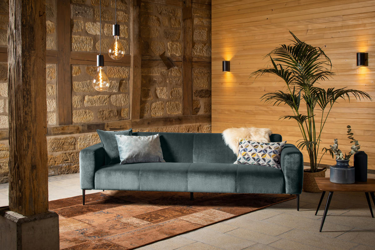 TROJMIESTNA POHOVKA, textil, antracitová - čierna/antracitová, Modern, kov/textil (250/76/86cm) - W.Schillig