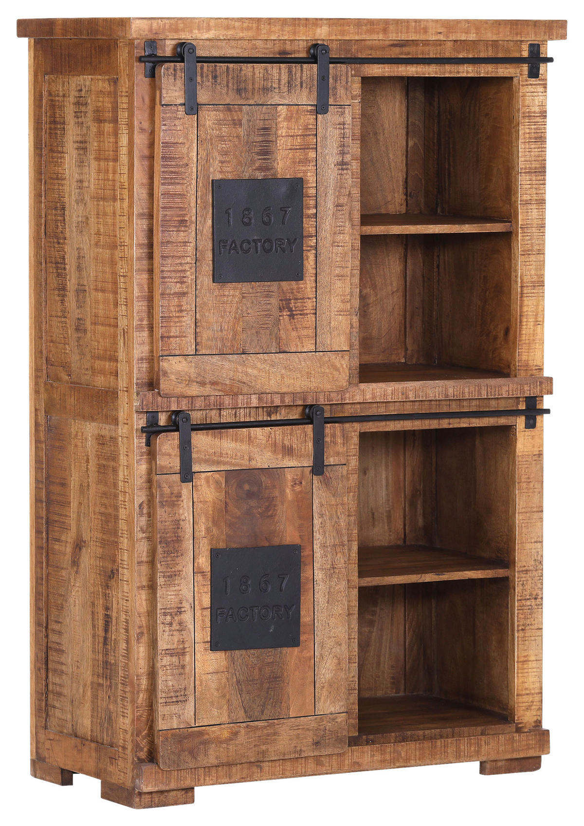 HIGHBOARD  in 95/145/45 cm  - Schwarz/Naturfarben, ROMANTIK / LANDHAUS, Holz/Metall (95/145/45cm) - Landscape