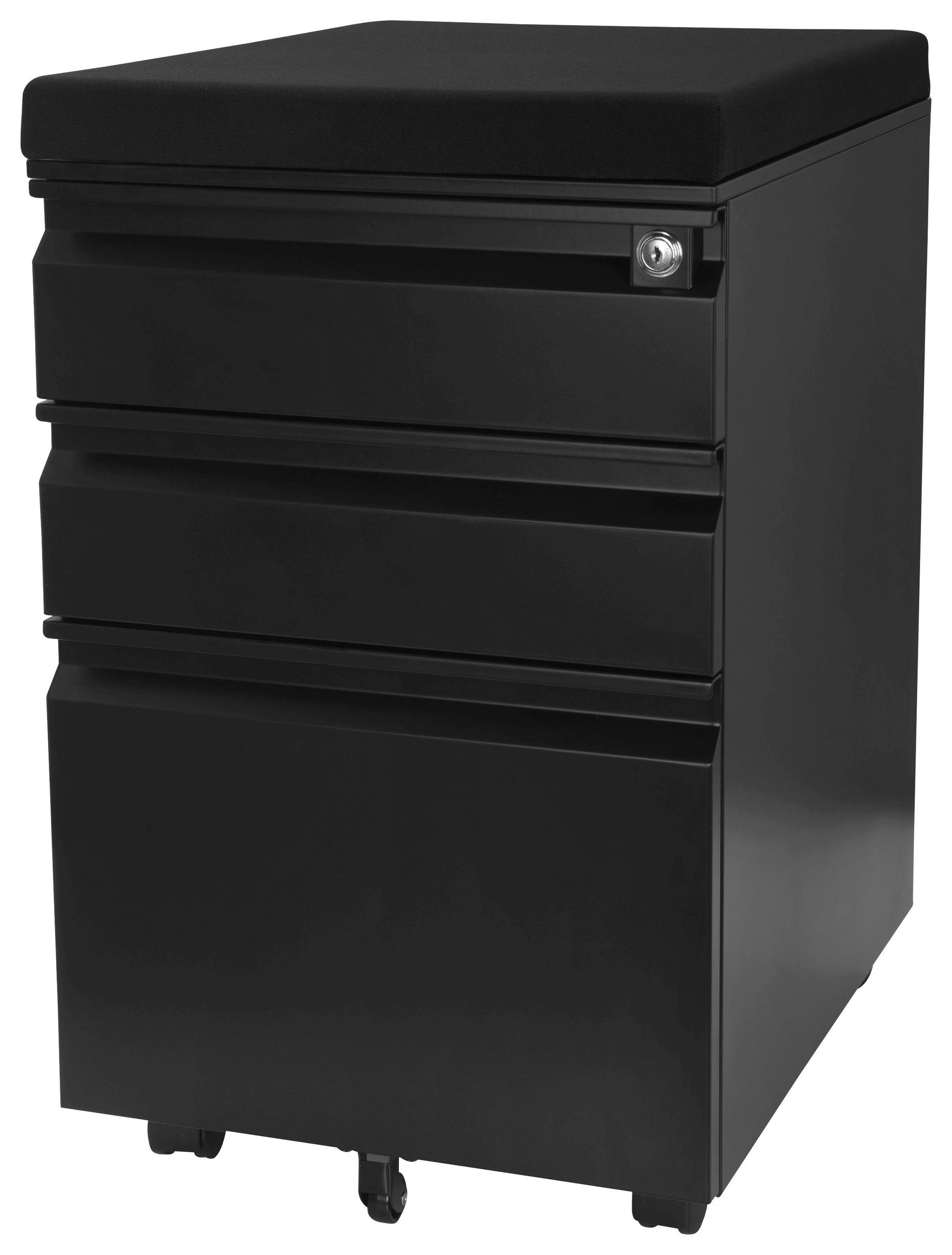 Thumbnail - Mid.you Rollcontainer, Schwarz, Metall, 3 Schubladen, 39x60x50 cm, Arbeitszimmer, Container, Rollcontainer