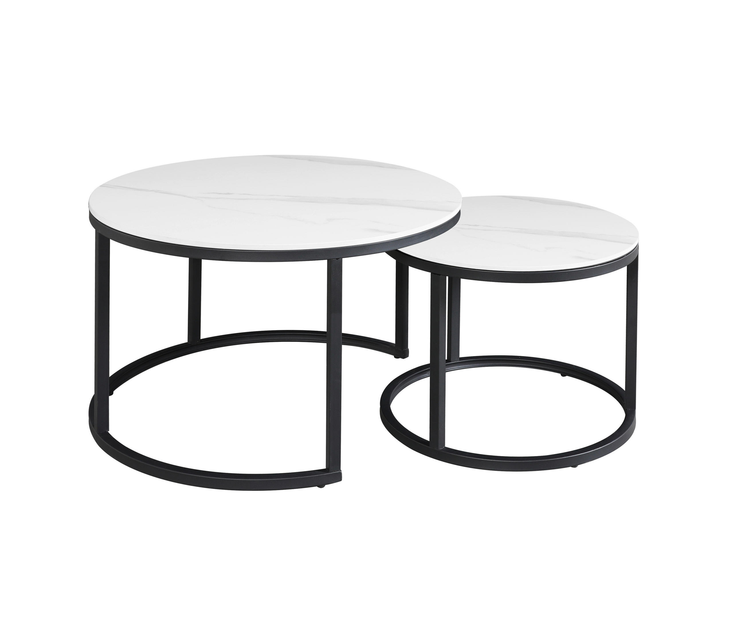 COUCHTISCH rund Weiß  - Schwarz/Weiß, MODERN, Stein/Metall (68/43/68cm) - MID.YOU