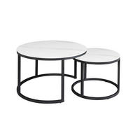 COUCHTISCH rund Weiß  - Schwarz/Weiß, MODERN, Stein/Metall (68/43/68cm) - MID.YOU