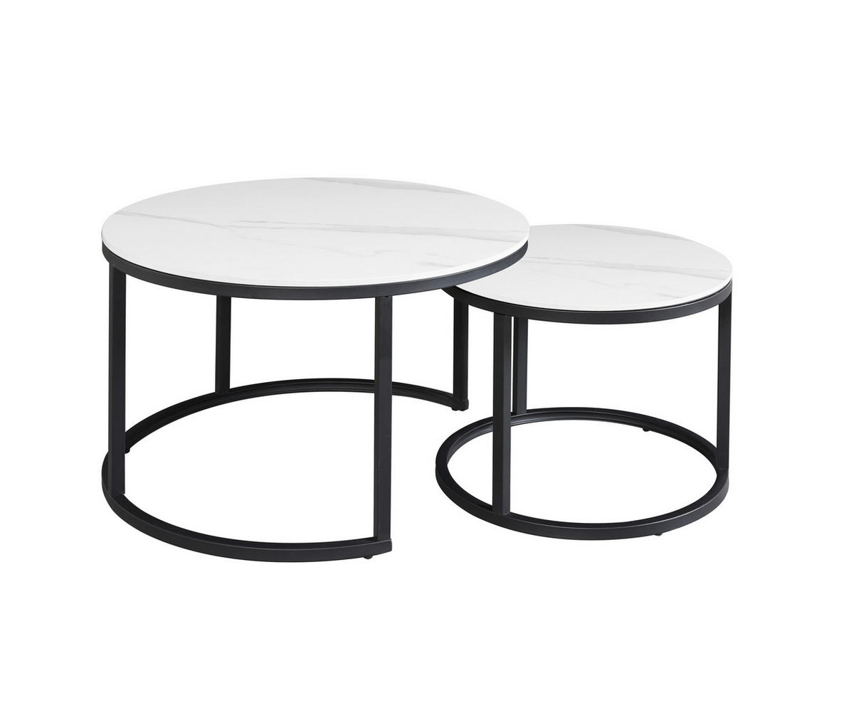 COUCHTISCH rund Weiß  - Schwarz/Weiß, MODERN, Stein/Metall (68/43/68cm) - MID.YOU