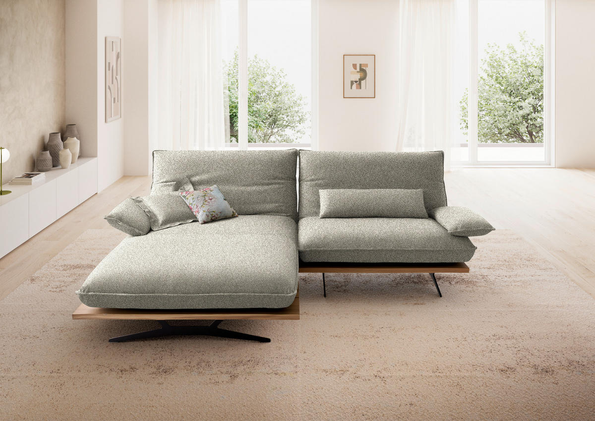 ECKSOFA Chenille, Flachgewebe Wildeiche, Greige  - Wildeiche/Greige, Design, Holz/Textil (161/284cm) - Koinor