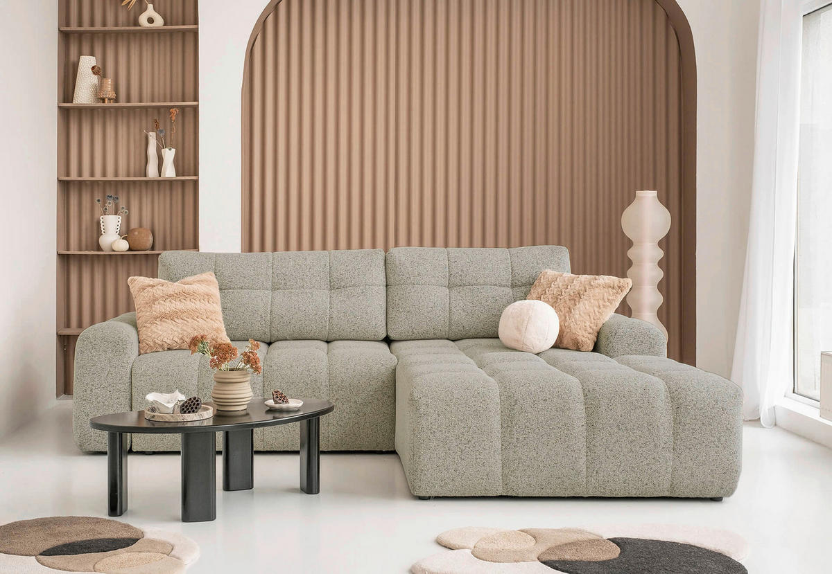 ECKSOFA  Grau  - Schwarz/Grau, Design, Kunststoff/Textil (268/184cm) - MID.YOU