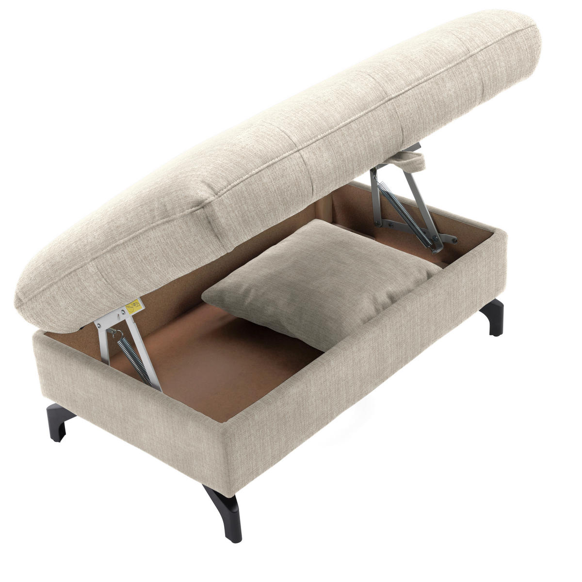 ECKSOFA in Flachgewebe, Leinenoptik Beige  - Beige/Schwarz, Modern, Textil/Metall (247/208cm) - Xora