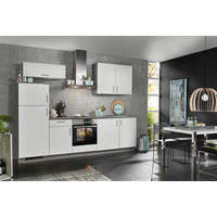 KÜCHENBLOCK 280 cm   in Anthrazit, Weiß  - Edelstahlfarben/Anthrazit, KONVENTIONELL, Holzwerkstoff/Metall (280cm) - Welnova