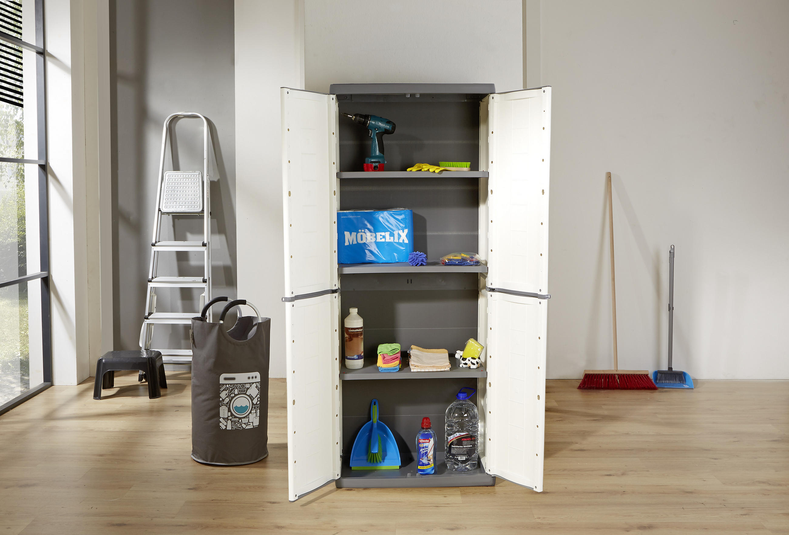 Kunststoffschrank - Anthrazit/Hellgrau, KONVENTIONELL, Kunststoff (68/166/39cm) - P & B