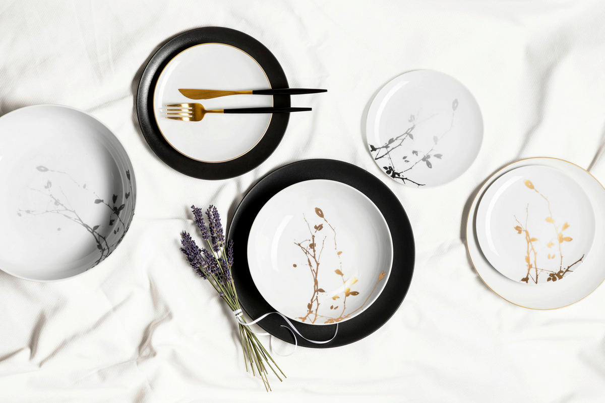 REGGELIZŐ TÁNYÉR 22,5 cm  - arany/fehér, Basics, kerámia (22,5cm) - Seltmann Weiden