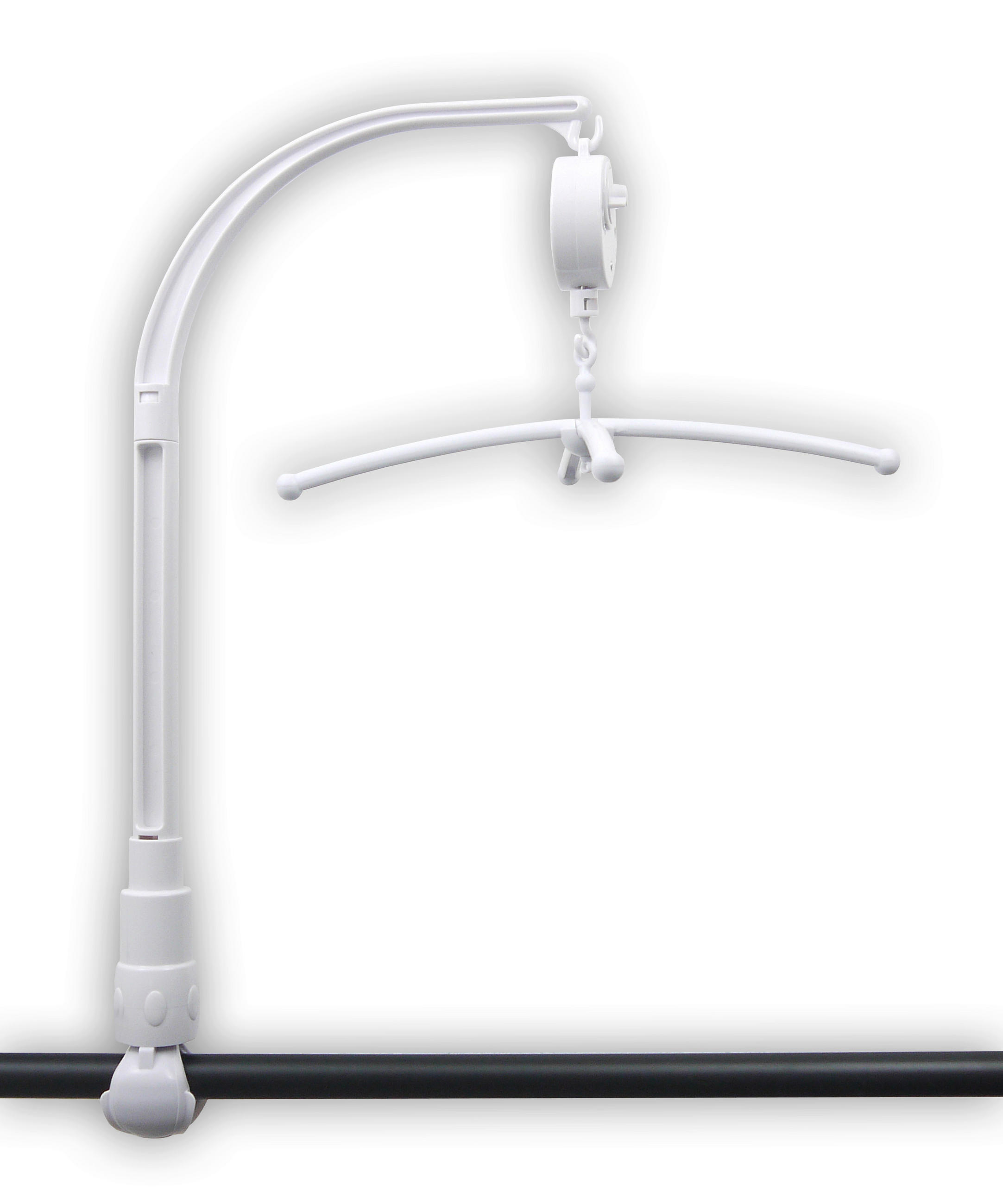 Niermann Mobilehalter mit Spieluhr für Rundstäbe  - Weiß, Basics, Kunststoff (30/58cm)