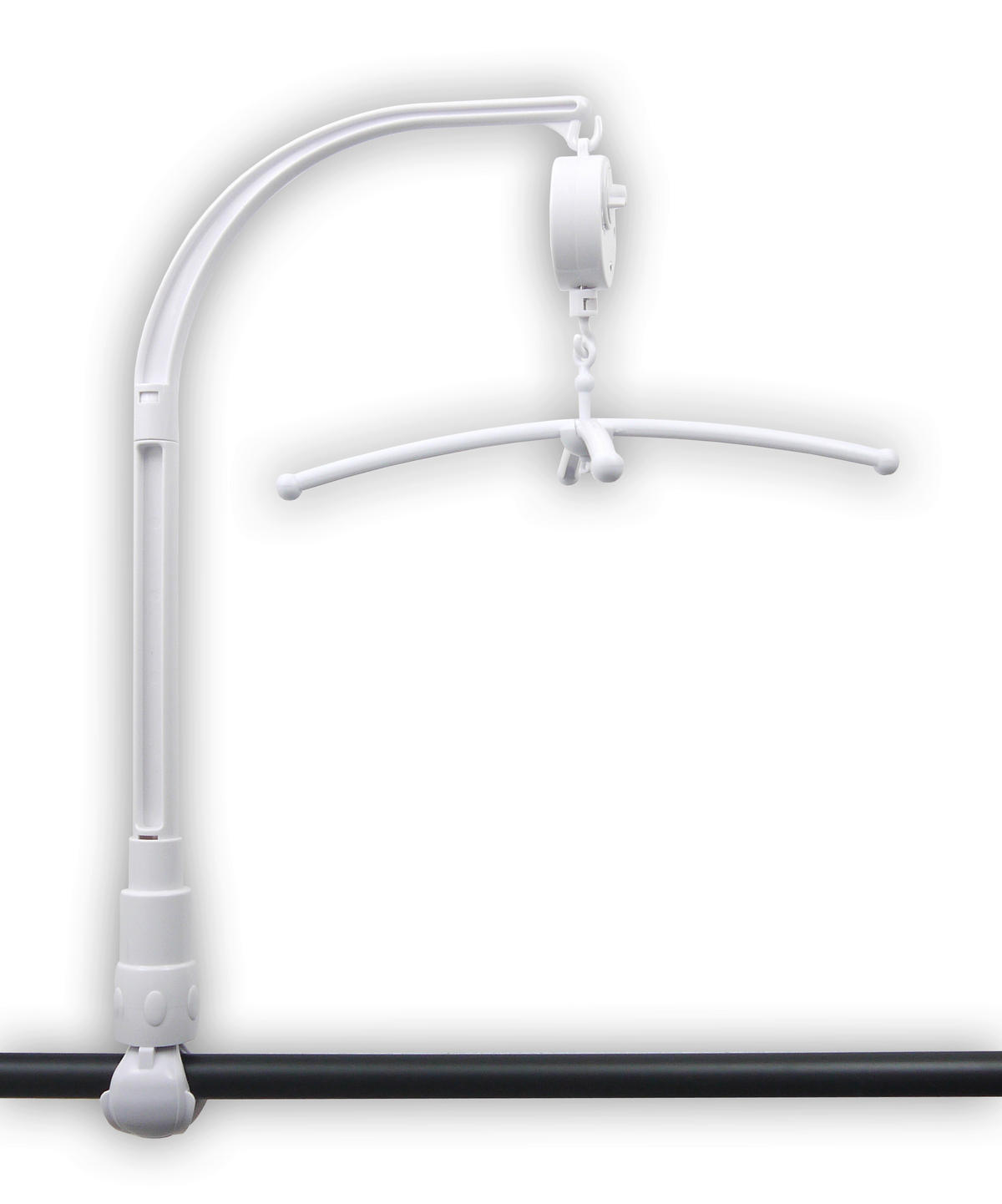 Niermann Mobilehalter mit Spieluhr für Rundstäbe  - Weiß, Basics, Kunststoff (30/58cm)