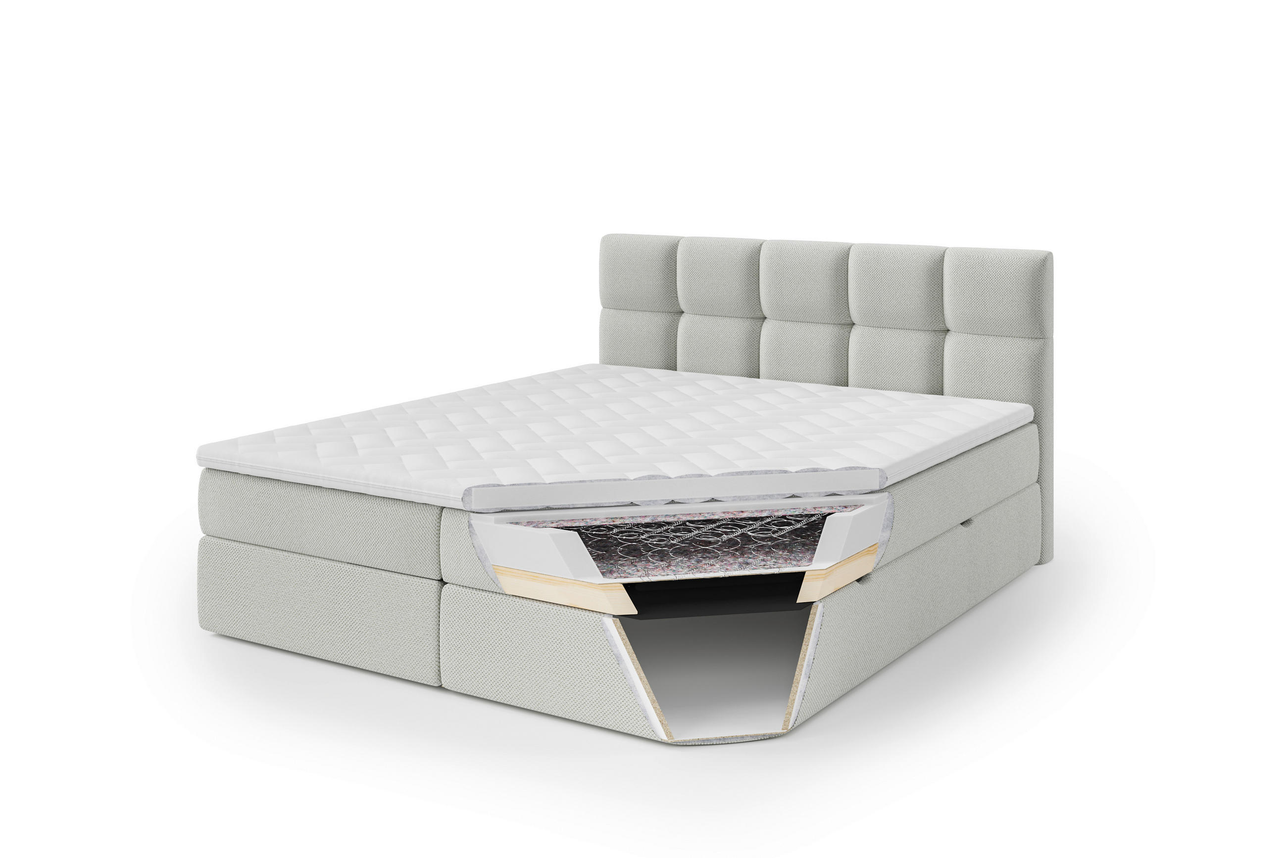 BOXBETT 200/220 cm  in Dunkelgrau  - Dunkelgrau/Grau, MODERN, Holz/Textil (200/220cm) - Livetastic