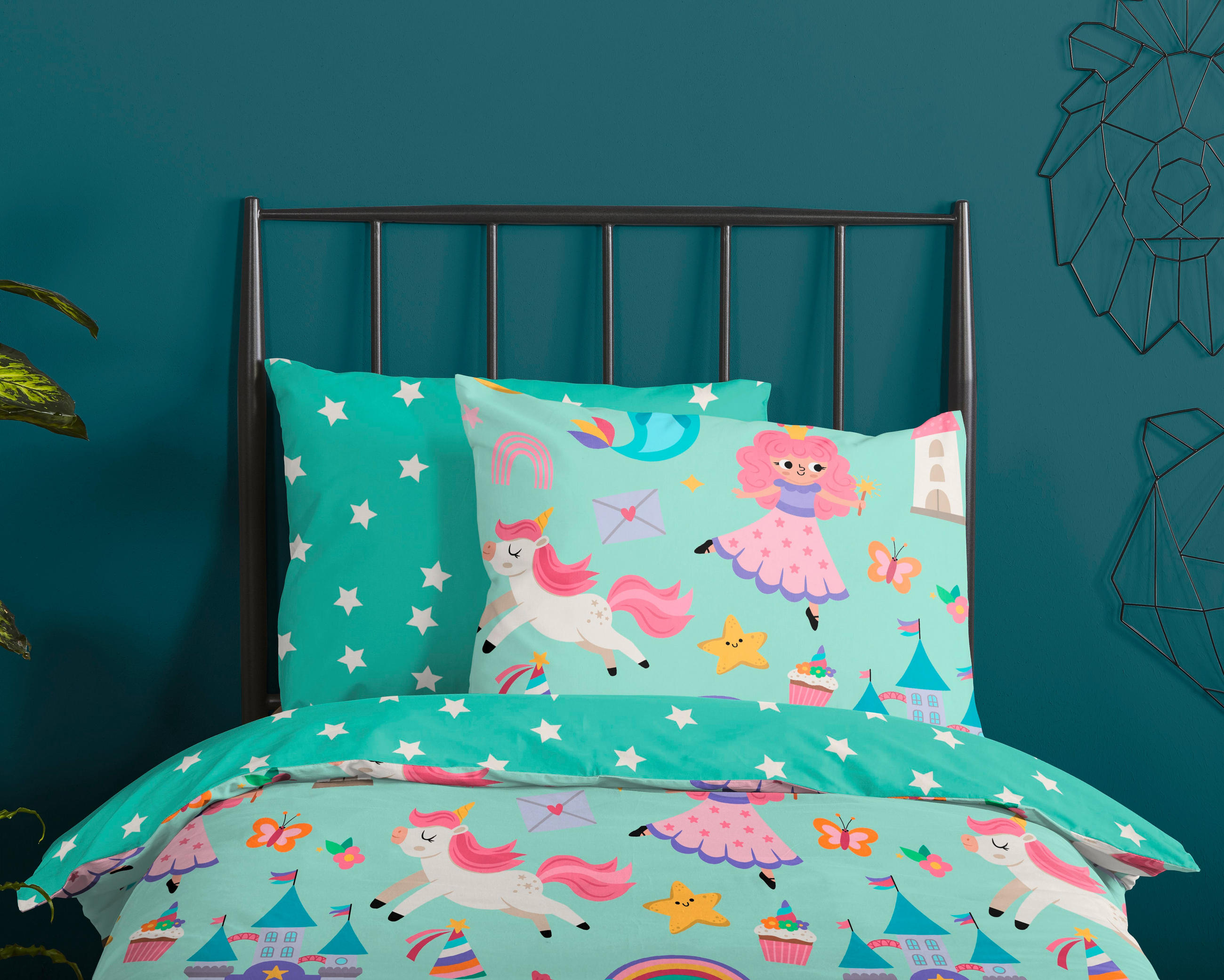 KINDERBETTWÄSCHE 140/200 cm  - Mintgrün, Trend, Textil (140/200cm)