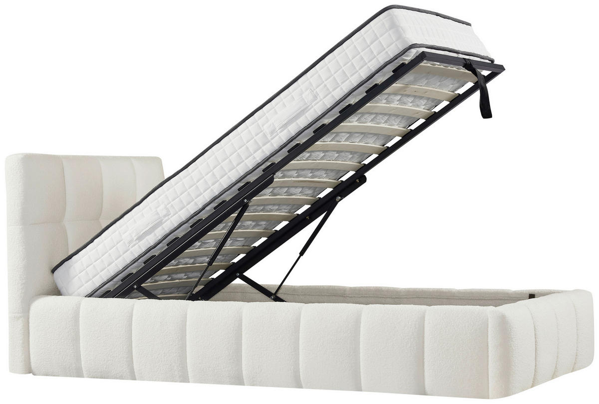POLSTERBETT 90/200 cm  Creme  - Creme/Schwarz, Modern, Holz/Kunststoff (90/200cm) - Livetastic