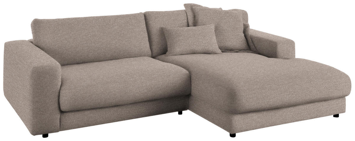 ECKSOFA in Flachgewebe Taupe  - Taupe/Schwarz, Design, Kunststoff/Textil (270/190cm) - Lomoco