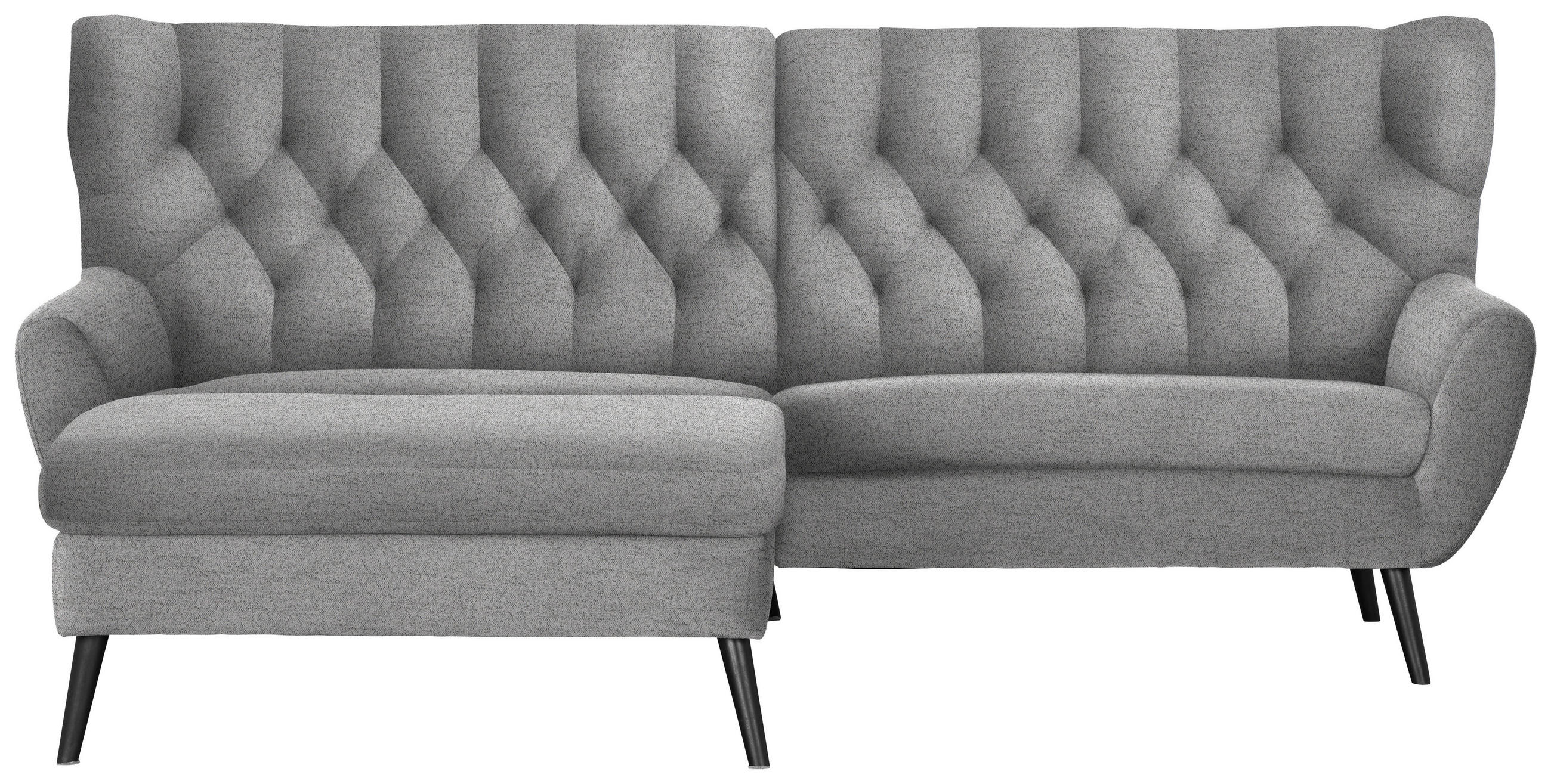 ECKSOFA  in Webstoff Grau Rücken echt  165/237 cm  - Schwarz/Grau, Design, Holz/Textil (165/237cm) - Stylife