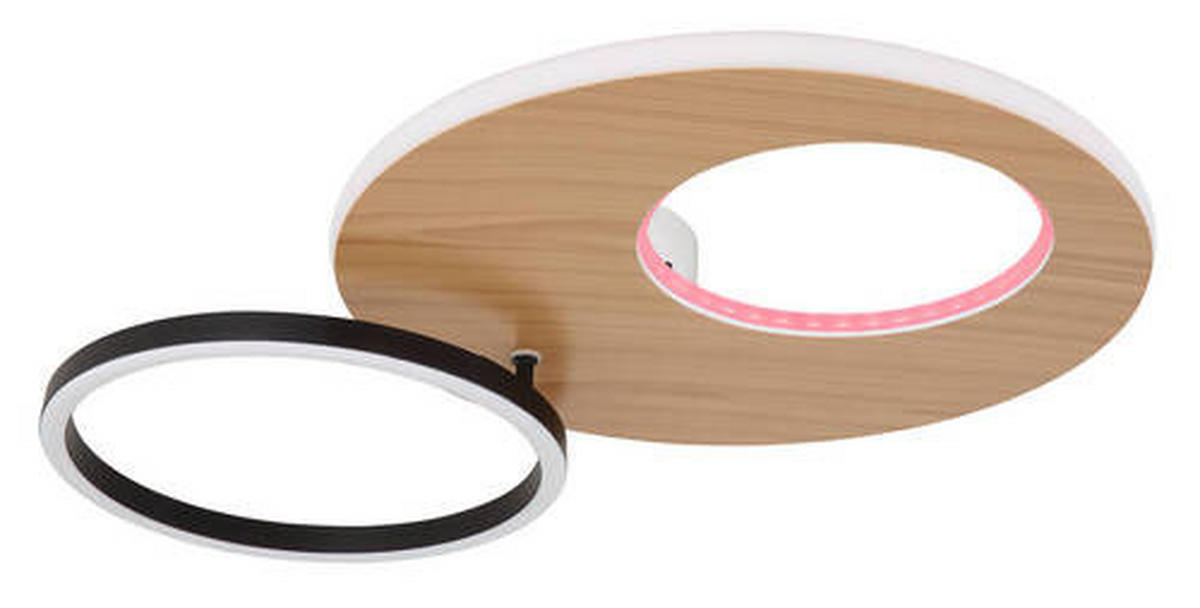 LED-DECKENLEUCHTE 21 W    61,2/40/10,5 cm  - Weiss/Dunkelbraun, Design, Holzwerkstoff/Kunststoff (61,2/40/10,5cm) - Globo