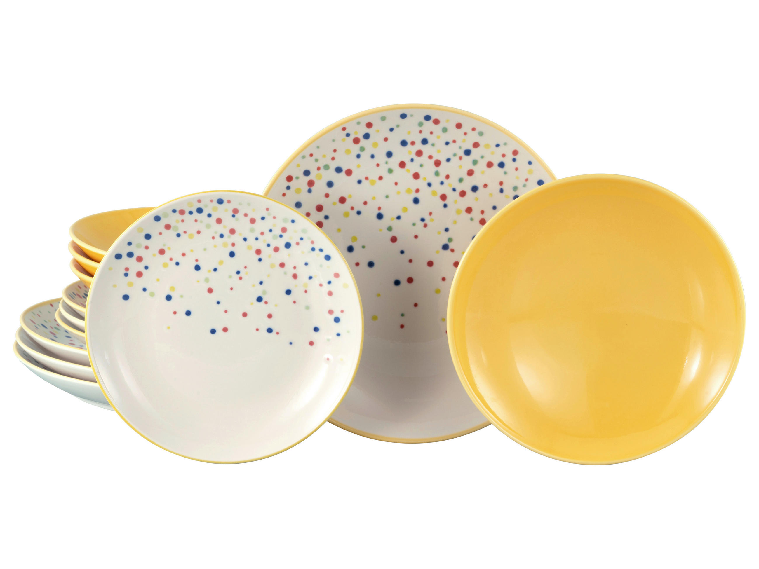 TAFELSERVICE Joy Gelb-bunt 12-teilig  - Gelb/Creme, Basics, Keramik (31,5/31/37null) - Creatable