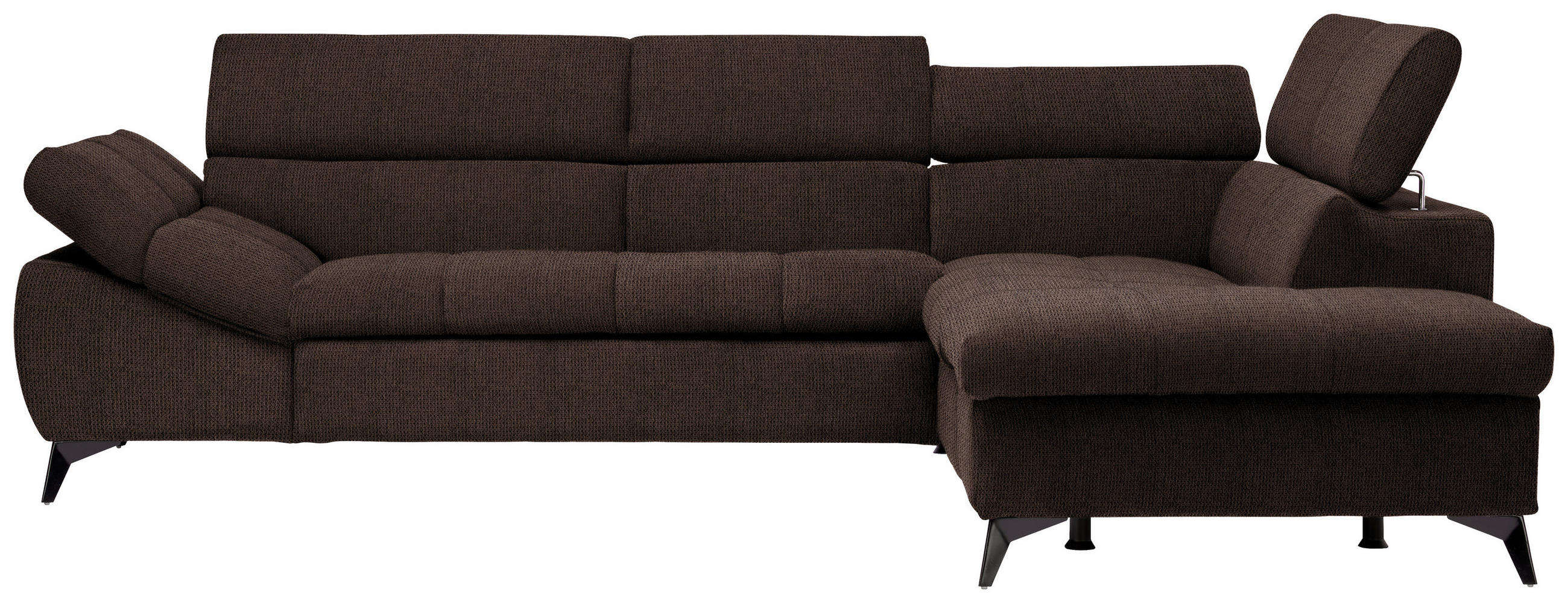 ECKSOFA in Mikrofaser Dunkelbraun  - Dunkelbraun/Schwarz, Design, Kunststoff/Textil (279/210cm) - Livetastic
