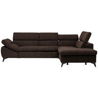 ECKSOFA in Mikrofaser Dunkelbraun  - Dunkelbraun/Schwarz, Design, Kunststoff/Textil (279/210cm) - Livetastic