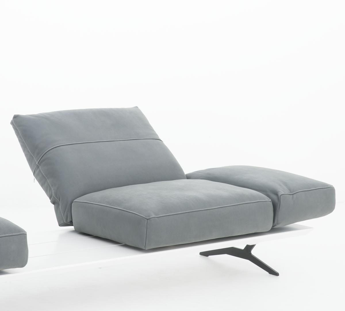 2,5-SITZER Echtleder Grau, Weiß  - Hellgrau/Weiß, Design, Leder/Metall (228/97/85cm) - Ambiente