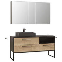 BADEZIMMER  in 154,6 cm  - Dunkelgrau/Eichefarben, Modern, Glas/Keramik (154,6cm) - Dieter Knoll