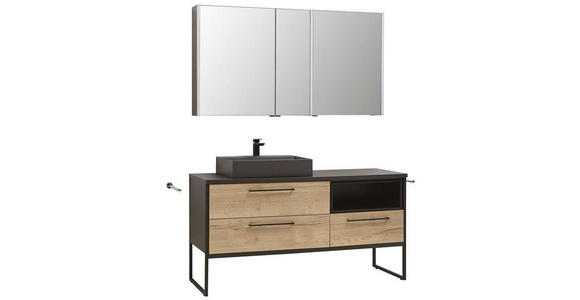 BADEZIMMER 154,6 cm  - Eichefarben/Dunkelgrau, MODERN, Glas/Keramik (154,6cm) - Dieter Knoll