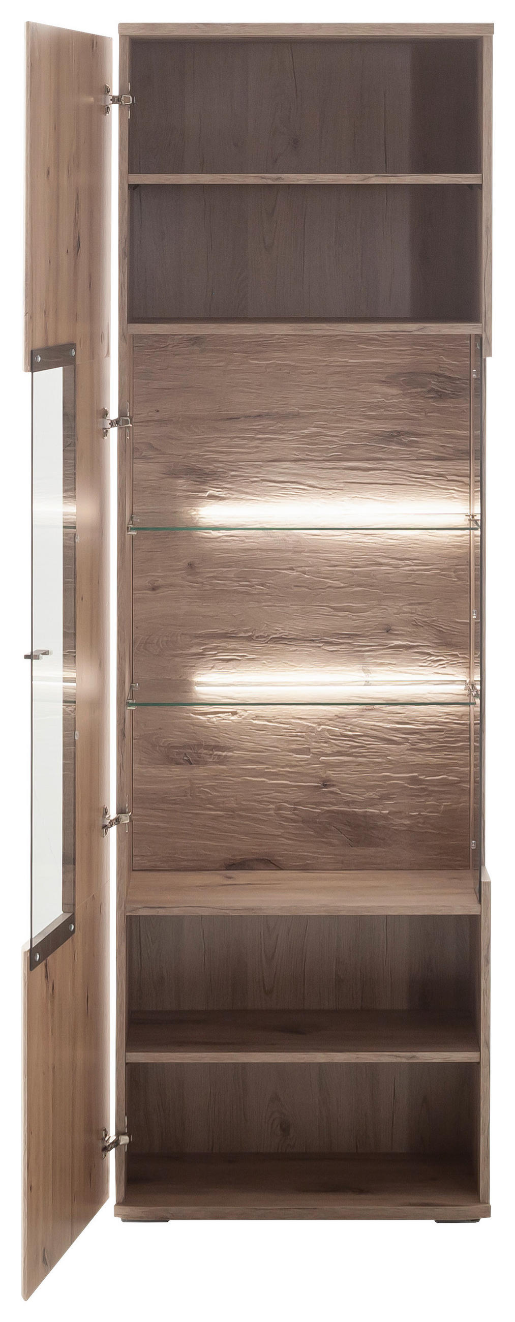 VITRINE in Eichefarben  - Eichefarben/Anthrazit, Design, Glas/Holzwerkstoff (60/199/37cm) - MID.YOU