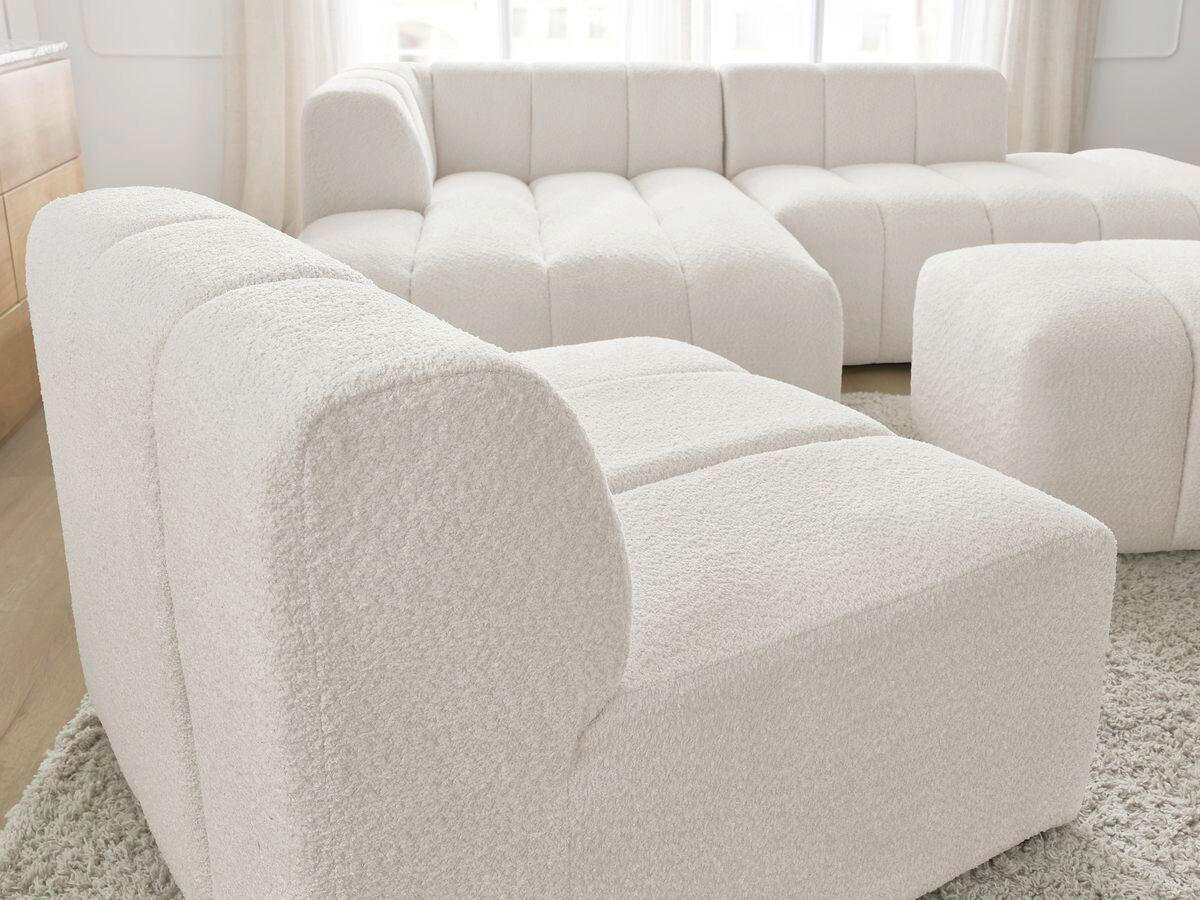 ECKSOFA Ottomane links  ANNECY Weiß Bouclé  - Schwarz/Weiß, MODERN, Kunststoff/Textil (170/262cm)