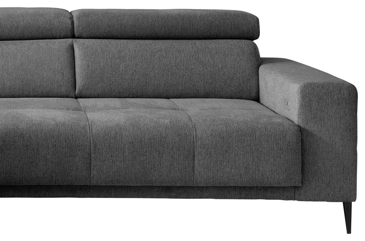 ECKSOFA Chenille Anthrazit  - Anthrazit/Schwarz, Konventionell, Textil/Metall (225/305cm) - Livetastic