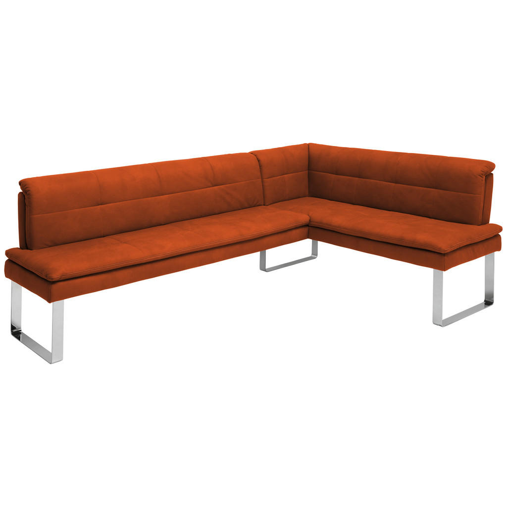 Thumbnail - Novel Eckbank, Orange, Chrom, Metall, Textil, Uni, 4-Sitzer, L-Form, 213x174 cm, Fußauswahl, Lederauswahl, Stoffauswahl,...