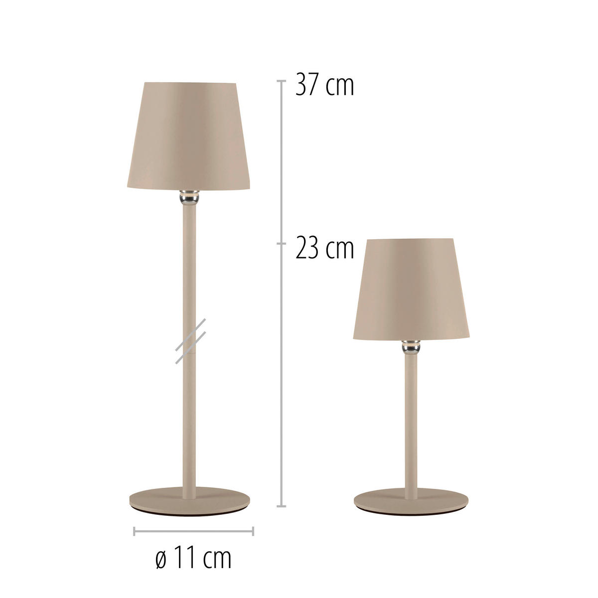 LED-TISCHLEUCHTE Boteria 11/11/37 cm   - Sandfarben, MODERN, Kunststoff/Metall (11/11/37cm)