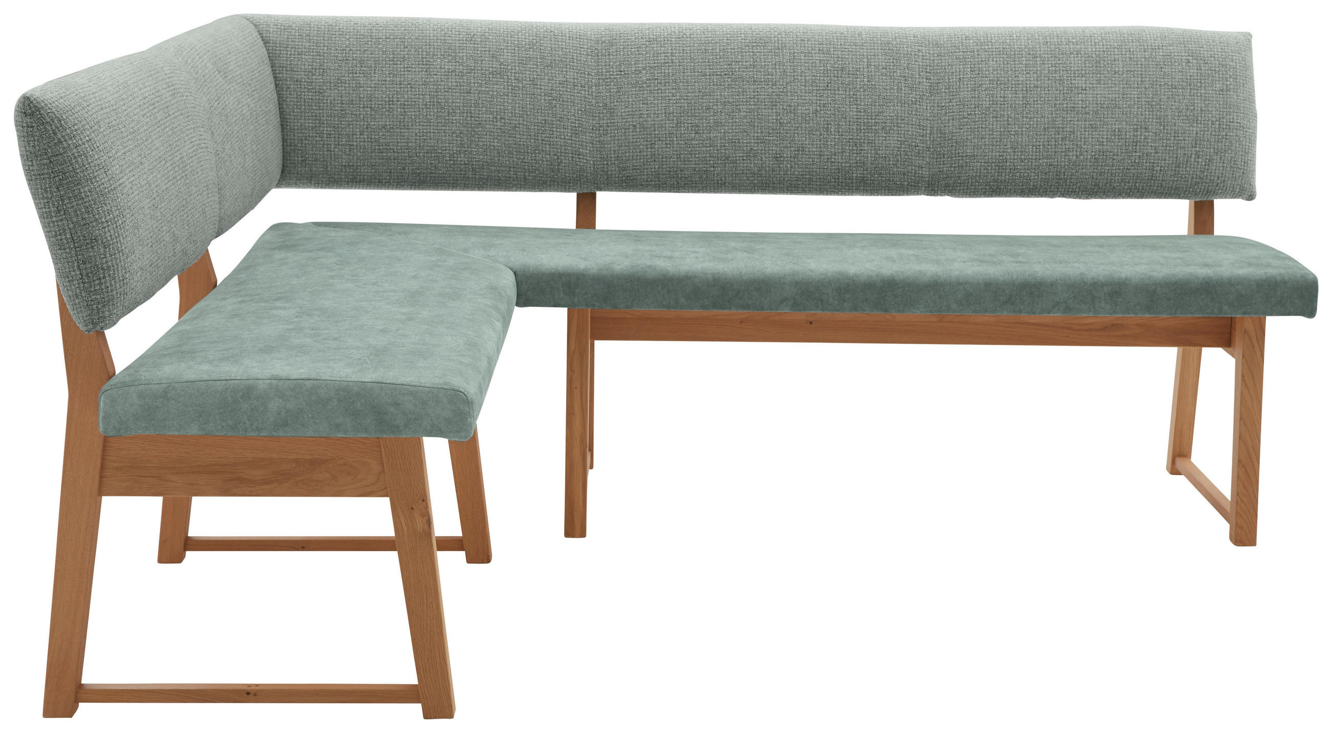 ECKBANK 150/190 cm Mikrofaser, beflockt Mintgrün, Wildeiche Wildeiche massiv Holz   - Wildeiche/Mintgrün, KONVENTIONELL, Holz/Textil (150/190cm) - Valnatura